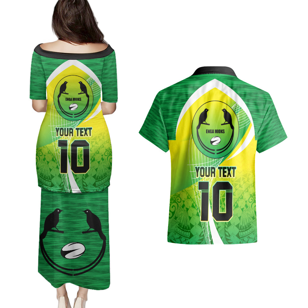 Custom Enga Mioks Rugby Couples Matching Puletasi Dress and Hawaiian Shirt Papua New Guinea Polynesian Tattoo LT03 - Polynesian Pride