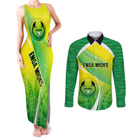 Custom Enga Mioks Rugby Couples Matching Tank Maxi Dress and Long Sleeve Button Shirts Papua New Guinea Polynesian Tattoo LT03 Green - Polynesian Pride