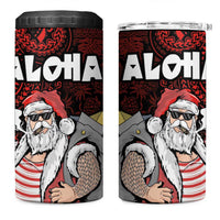 Hawaii Aloha Santa Claus Funny Polynesian Tattoo 4 in 1 Can Cooler Tumbler Red Color LT03 One Size: 16 oz Red - Polynesian Pride