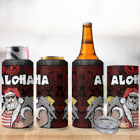 Hawaii Aloha Santa Claus Funny Polynesian Tattoo 4 in 1 Can Cooler Tumbler Red Color LT03 - Polynesian Pride