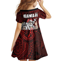 Hawaii Aloha Santa Claus Funny Polynesian Tattoo Family Matching Short Sleeve Bodycon Dress and Hawaiian Shirt Red Color LT03 - Polynesian Pride