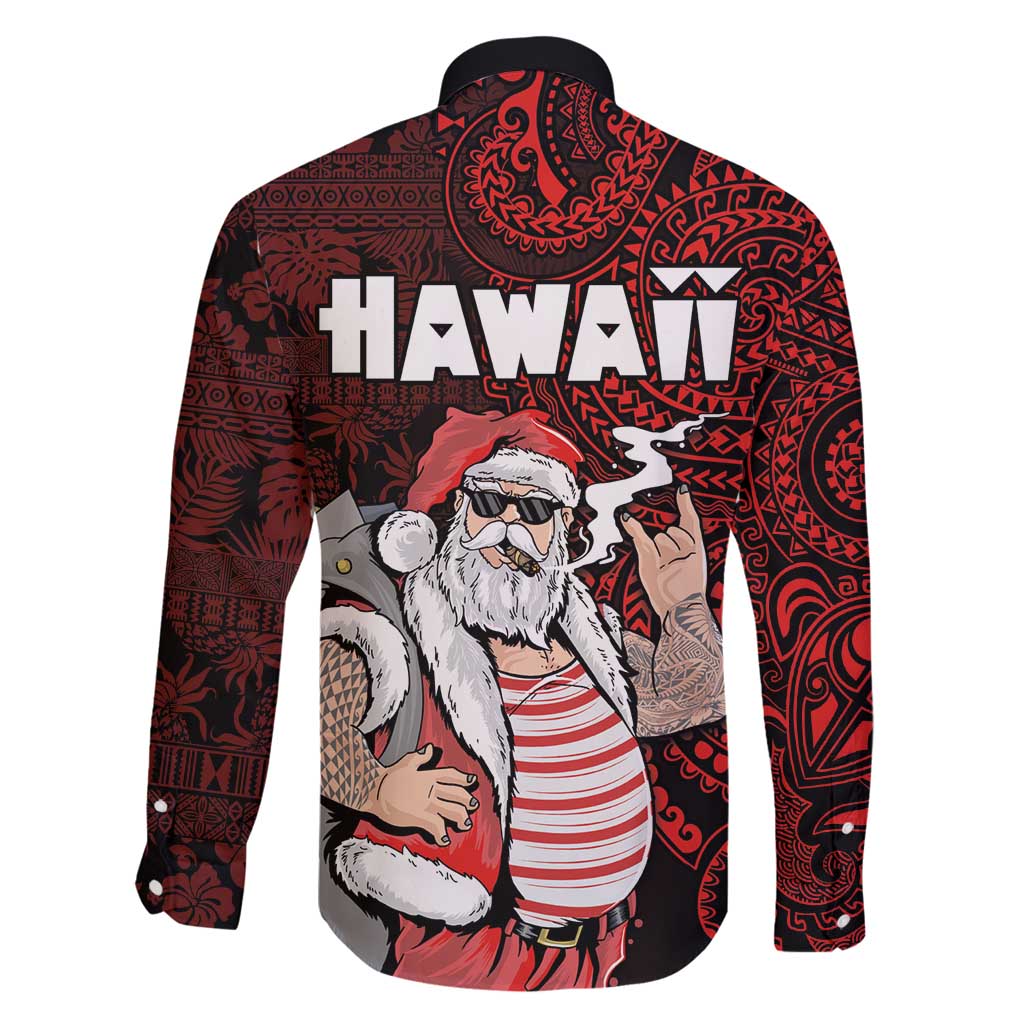 Hawaii Aloha Santa Claus Funny Polynesian Tattoo Family Matching Summer Maxi Dress and Hawaiian Shirt Red Color LT03 - Polynesian Pride
