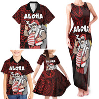 Hawaii Aloha Santa Claus Funny Polynesian Tattoo Family Matching Tank Maxi Dress and Hawaiian Shirt Red Color LT03 - Polynesian Pride