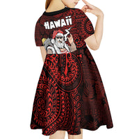 Hawaii Aloha Santa Claus Funny Polynesian Tattoo Kid Short Sleeve Dress Red Color LT03 - Polynesian Pride