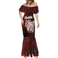 Hawaii Aloha Santa Claus Funny Polynesian Tattoo Mermaid Dress Red Color LT03 - Polynesian Pride