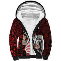 Hawaii Aloha Santa Claus Funny Polynesian Tattoo Sherpa Hoodie Red Color LT03 Unisex Red - Polynesian Pride