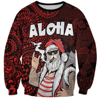 Hawaii Aloha Santa Claus Funny Polynesian Tattoo Sweatshirt Red Color LT03 Unisex Red - Polynesian Pride