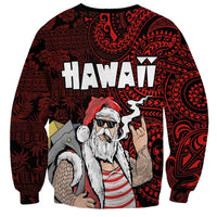 Hawaii Aloha Santa Claus Funny Polynesian Tattoo Sweatshirt Red Color LT03 - Polynesian Pride