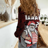 Hawaii Aloha Santa Claus Funny Polynesian Tattoo Women Casual Shirt Red Color LT03 - Polynesian Pride