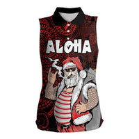 Hawaii Aloha Santa Claus Funny Polynesian Tattoo Women Sleeveless Polo Shirt Red Color LT03 Female Red - Polynesian Pride