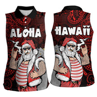Hawaii Aloha Santa Claus Funny Polynesian Tattoo Women Sleeveless Polo Shirt Red Color LT03 - Polynesian Pride