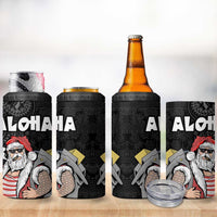 Hawaii Aloha Santa Claus Funny Polynesian Tattoo 4 in 1 Can Cooler Tumbler Black Color LT03 - Polynesian Pride