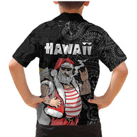 Hawaii Aloha Santa Claus Funny Polynesian Tattoo Family Matching Mermaid Dress and Hawaiian Shirt Black Color LT03 - Polynesian Pride