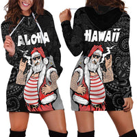 Hawaii Aloha Santa Claus Funny Polynesian Tattoo Hoodie Dress Black Color LT03 - Polynesian Pride