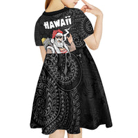 Hawaii Aloha Santa Claus Funny Polynesian Tattoo Kid Short Sleeve Dress Black Color LT03 - Polynesian Pride