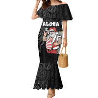 Hawaii Aloha Santa Claus Funny Polynesian Tattoo Mermaid Dress Black Color LT03 Women Black - Polynesian Pride