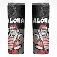 Hawaii Aloha Santa Claus Funny Polynesian Tattoo Skinny Tumbler Black Color LT03 Black - Polynesian Pride