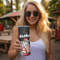 Hawaii Aloha Santa Claus Funny Polynesian Tattoo Skinny Tumbler Black Color LT03 - Polynesian Pride