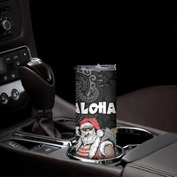 Hawaii Aloha Santa Claus Funny Polynesian Tattoo Skinny Tumbler Black Color LT03 - Polynesian Pride