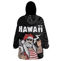 Hawaii Aloha Santa Claus Funny Polynesian Tattoo Wearable Blanket Hoodie Black Color LT03 - Polynesian Pride