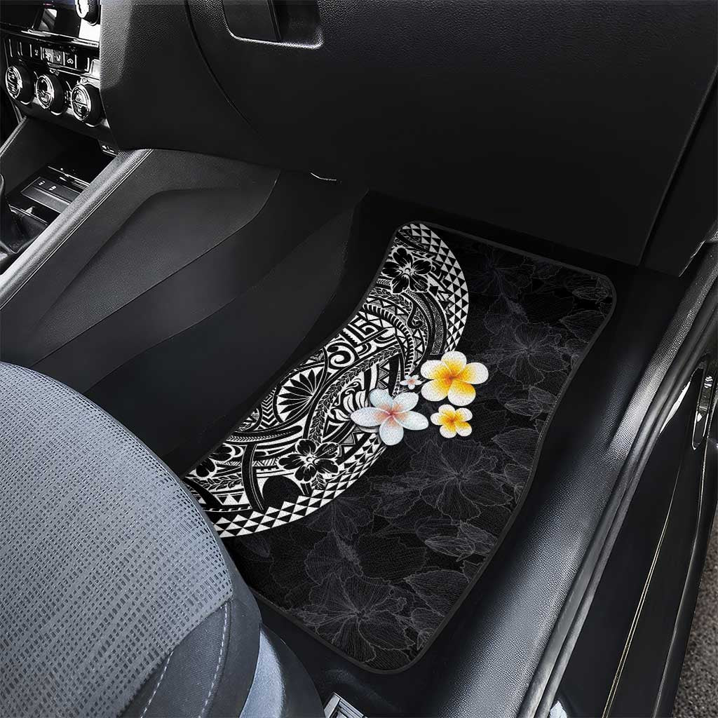 Hawaiian Hibiscus and Plumeria Polynesian Tribal Tattoo Car Mats Black Color LT03 - Polynesian Pride