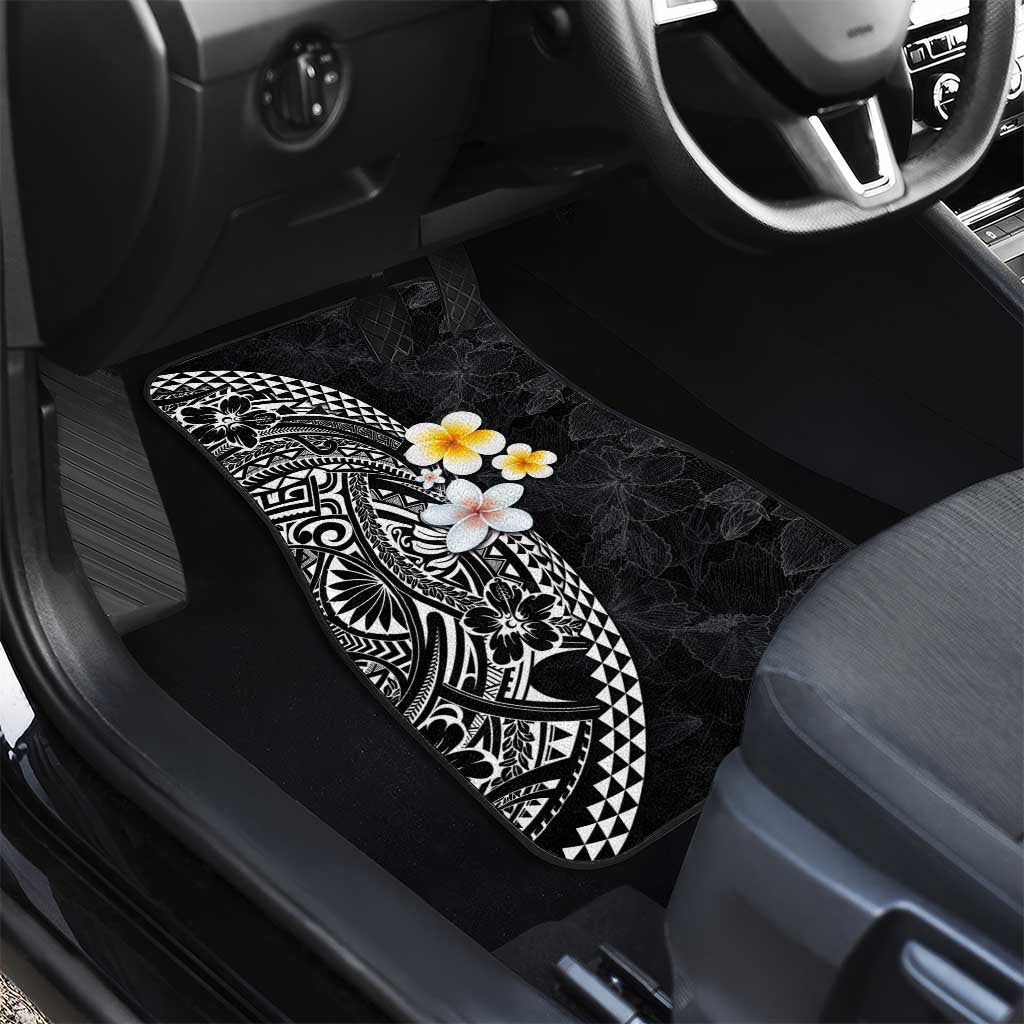 Hawaiian Hibiscus and Plumeria Polynesian Tribal Tattoo Car Mats Black Color LT03 - Polynesian Pride