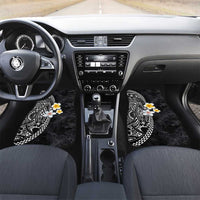 Hawaiian Hibiscus and Plumeria Polynesian Tribal Tattoo Car Mats Black Color LT03 Set 2pcs - Front Black - Polynesian Pride
