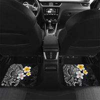 Hawaiian Hibiscus and Plumeria Polynesian Tribal Tattoo Car Mats Black Color LT03 Set 2pcs - Back Black - Polynesian Pride