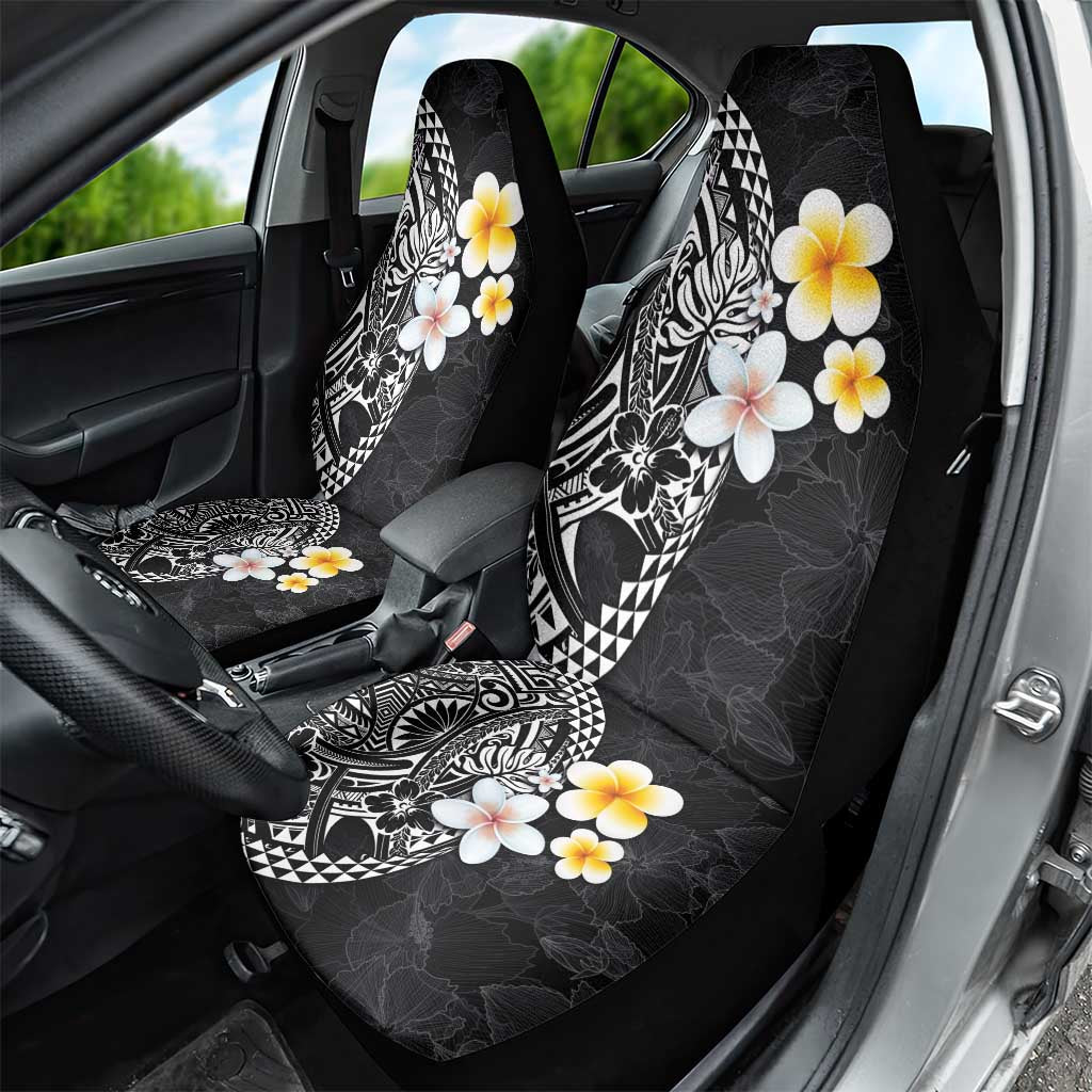 Hawaiian Hibiscus and Plumeria Polynesian Tribal Tattoo Car Seat Cover Black Color LT03 - Polynesian Pride