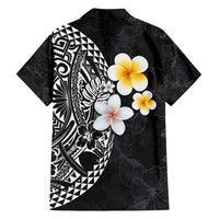 Hawaiian Hibiscus and Plumeria Polynesian Tribal Tattoo Family Matching Summer Maxi Dress and Hawaiian Shirt Black Color LT03 - Polynesian Pride