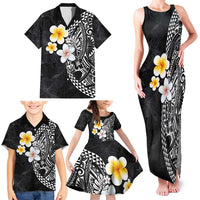 Hawaiian Hibiscus and Plumeria Polynesian Tribal Tattoo Family Matching Tank Maxi Dress and Hawaiian Shirt Black Color LT03 - Polynesian Pride