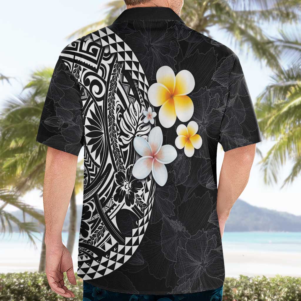 Hawaiian Hibiscus and Plumeria Polynesian Tribal Tattoo Hawaiian Shirt Black Color LT03 - Polynesian Pride