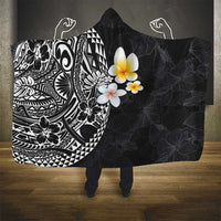 Hawaiian Hibiscus and Plumeria Polynesian Tribal Tattoo Hooded Blanket Black Color LT03 - Polynesian Pride
