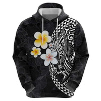 Hawaiian Hibiscus and Plumeria Polynesian Tribal Tattoo Hoodie Black Color LT03 - Polynesian Pride