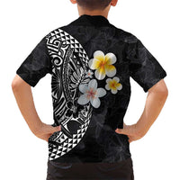 Hawaiian Hibiscus and Plumeria Polynesian Tribal Tattoo Kid Hawaiian Shirt Black Color LT03 - Polynesian Pride
