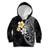 Hawaiian Hibiscus and Plumeria Polynesian Tribal Tattoo Kid Hoodie Black Color LT03 Hoodie Black - Polynesian Pride