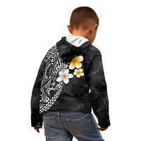 Hawaiian Hibiscus and Plumeria Polynesian Tribal Tattoo Kid Hoodie Black Color LT03 - Polynesian Pride