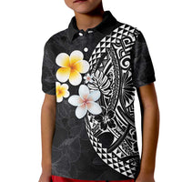 Hawaiian Hibiscus and Plumeria Polynesian Tribal Tattoo Kid Polo Shirt Black Color LT03 Kid Black - Polynesian Pride