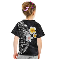 Hawaiian Hibiscus and Plumeria Polynesian Tribal Tattoo Kid T Shirt Black Color LT03 - Polynesian Pride