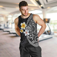 Hawaiian Hibiscus and Plumeria Polynesian Tribal Tattoo Men Tank Top Black Color LT03 Black - Polynesian Pride