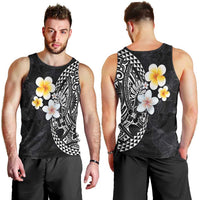 Hawaiian Hibiscus and Plumeria Polynesian Tribal Tattoo Men Tank Top Black Color LT03 - Polynesian Pride