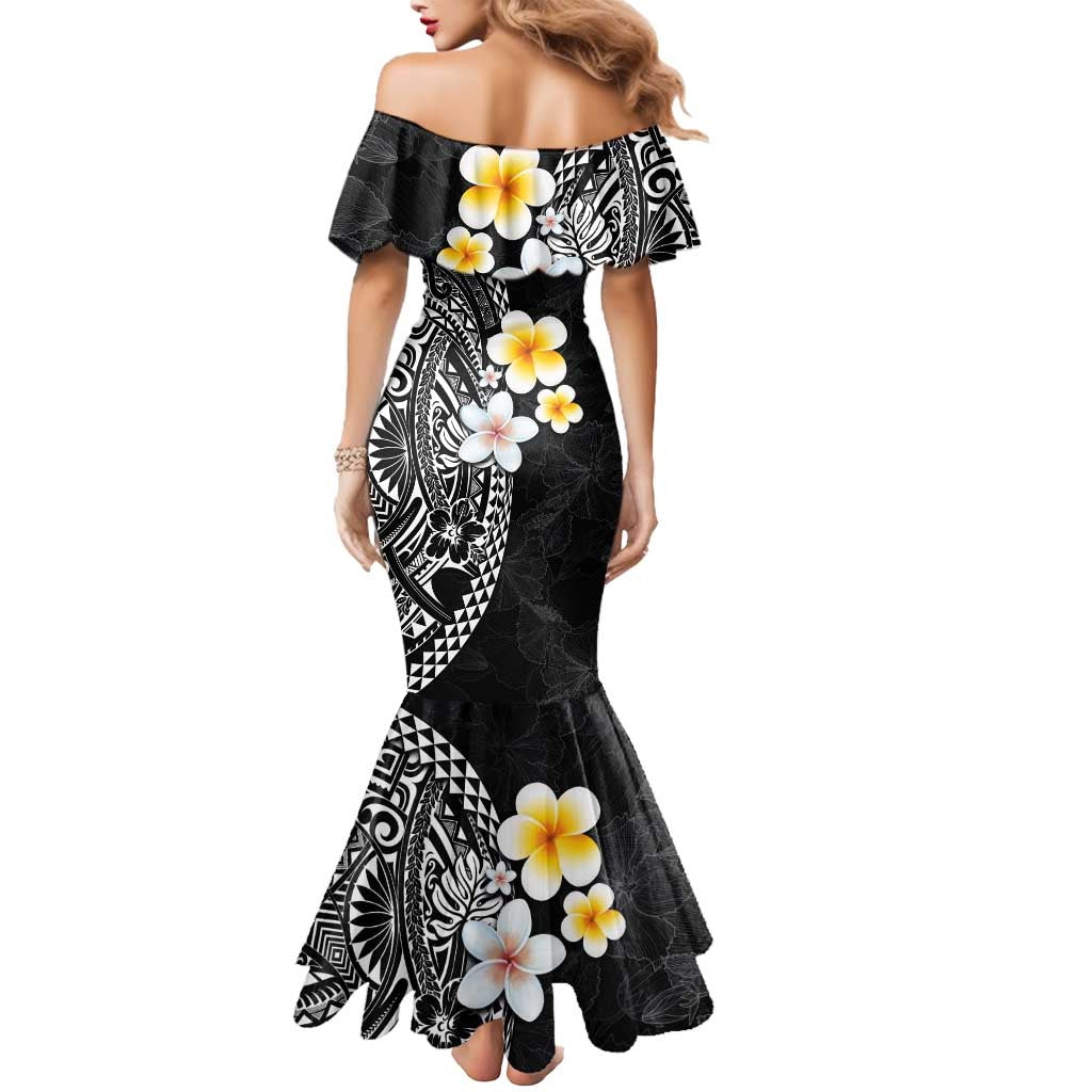 Hawaiian Hibiscus and Plumeria Polynesian Tribal Tattoo Mermaid Dress Black Color LT03 - Polynesian Pride