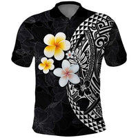 Hawaiian Hibiscus and Plumeria Polynesian Tribal Tattoo Polo Shirt Black Color LT03 Black - Polynesian Pride