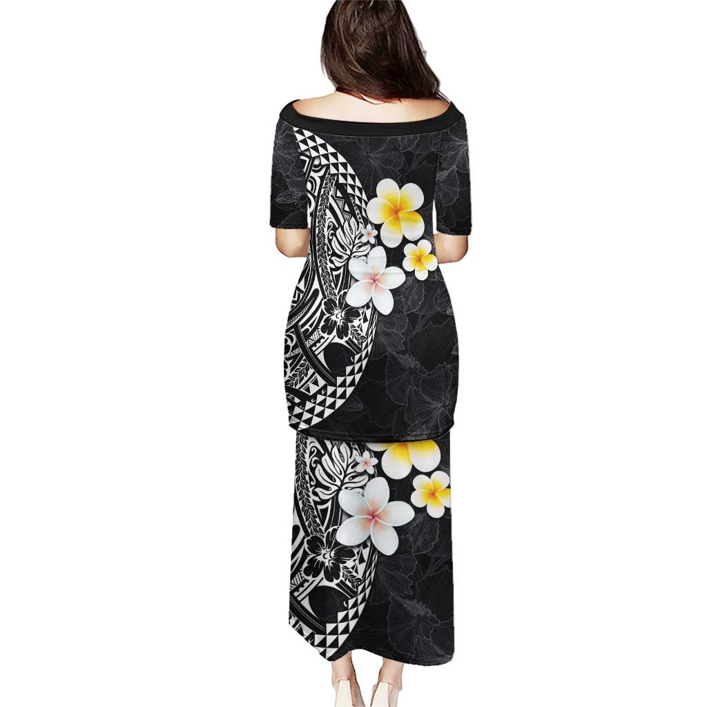 Hawaiian Hibiscus and Plumeria Polynesian Tribal Tattoo Puletasi Black Color LT03 - Polynesian Pride