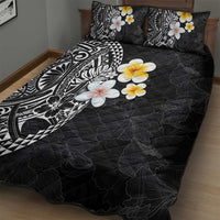 Hawaiian Hibiscus and Plumeria Polynesian Tribal Tattoo Quilt Bed Set Black Color LT03 - Polynesian Pride