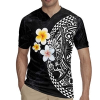 Hawaiian Hibiscus and Plumeria Polynesian Tribal Tattoo Rugby Jersey Black Color LT03 - Polynesian Pride