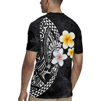 Hawaiian Hibiscus and Plumeria Polynesian Tribal Tattoo Rugby Jersey Black Color LT03 - Polynesian Pride