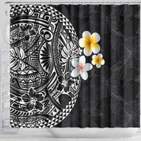 Hawaiian Hibiscus and Plumeria Polynesian Tribal Tattoo Shower Curtain Black Color LT03 - Polynesian Pride
