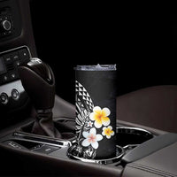 Hawaiian Hibiscus and Plumeria Polynesian Tribal Tattoo Skinny Tumbler Black Color LT03 - Polynesian Pride