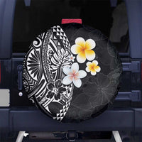 Hawaiian Hibiscus and Plumeria Polynesian Tribal Tattoo Spare Tire Cover Black Color LT03 - Polynesian Pride